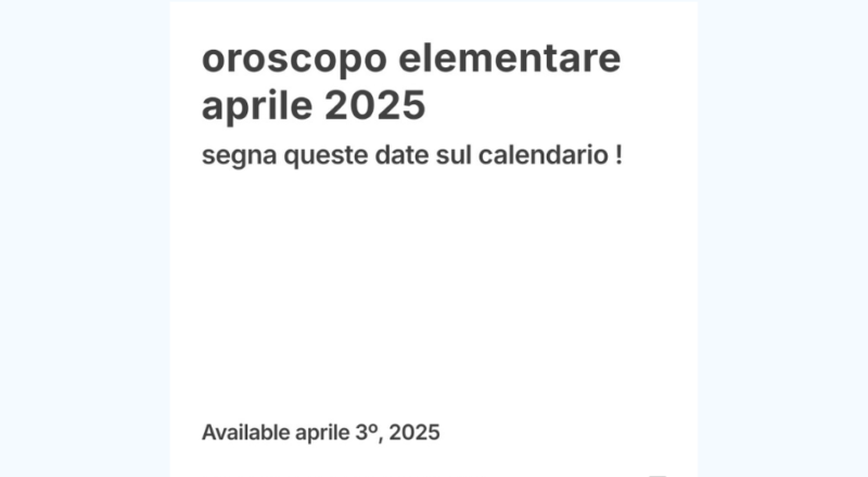 oroscopo elementare aprile 2025