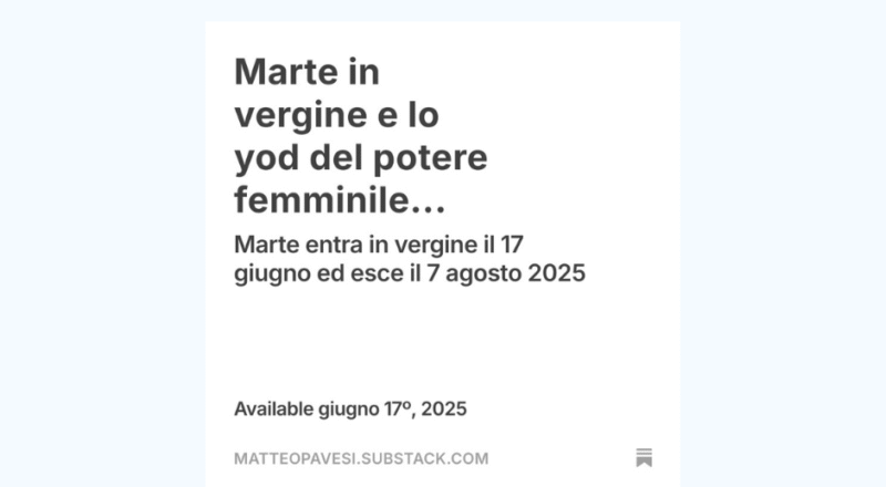 Marte vergine e lo yod potere femminile