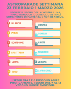 oroscopo settimana 23 febbraio 1 marzo 2026