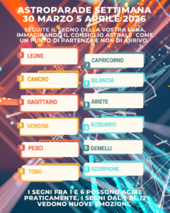 oroscopo settimana 30 marzo 5 aprile 2026